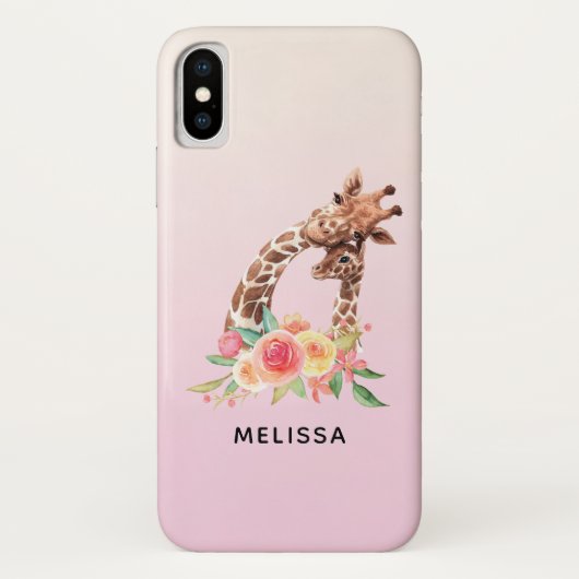 Cute Giraffe Waterverf Mam en Baby Case-Mate iPhone Case (Achterkant)