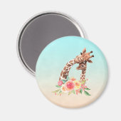 Cute Giraffe Waterverf Mam en Baby Magneet (Voorkant / Achterkant)