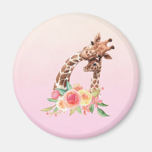 Cute Giraffe Waterverf Mam en Baby Magneet