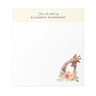 Cute Giraffe Waterverf Mam en Baby Notitieblok
