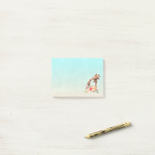 Cute Giraffe Waterverf Mam en Baby Post-it® Notes (Op bureau)