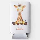 Cute Giraffe Waterverf Oranje Script Custom Name (Achterkant)