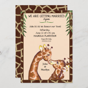 Cute Giraffe Wedding Renewal Vows Uitnodigingen