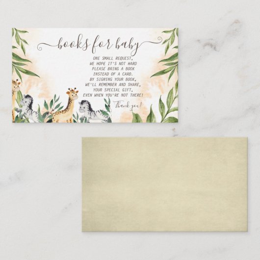 Cute Giraffe, Zebra bladeren Informatiekaartje (Voorkant / Achterkant)