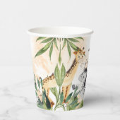 Cute Giraffe, Zebra Leaves Baby shower Papieren Bekers (Rechts)