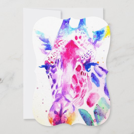 Cute Giraffe Zoo Animal Childs Birthday Invitation (Dos)