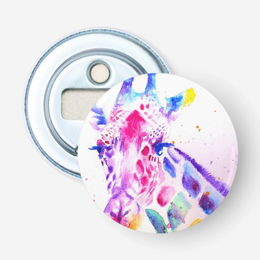 Cute Giraffe Zoo Animal Favour Floral  Button Flesopener (Voorkant)
