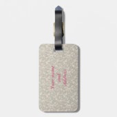 Cute girale elegant damask orchid monogram bagagelabel (Achterkant verticaal)