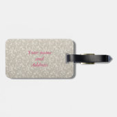 Cute girale elegant damask orchid monogram bagagelabel (Achterkant horizontaal)