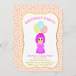 Cute Girl 3e anniversaire Invitation