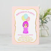 Cute Girl 3rd Birthday Invitation Kaart (Staand voorkant)