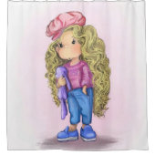 Cute Girl avec Bunny Toy Douche rideau (Devant)