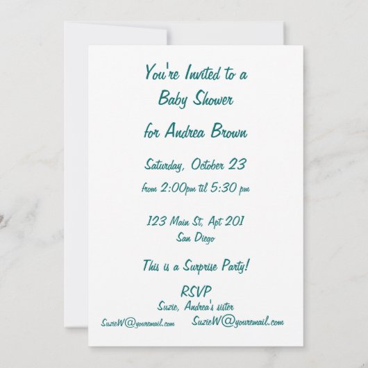 Cute Girl Baby Duck Shower Kaart (Achterkant)