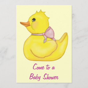 Cute Girl Baby Duck Shower Kaart