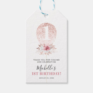 Cute Girl Balloon 1e verjaardag Dank je wel Cadeaulabel