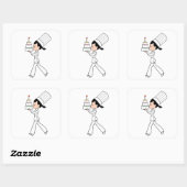 Cute Girl Chef avec gâteau Illustré STICKER (Feuille)