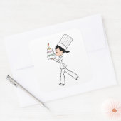Cute Girl Chef avec gâteau Illustré STICKER (Enveloppe)