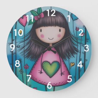 Cute Girl Clock Grote Klok