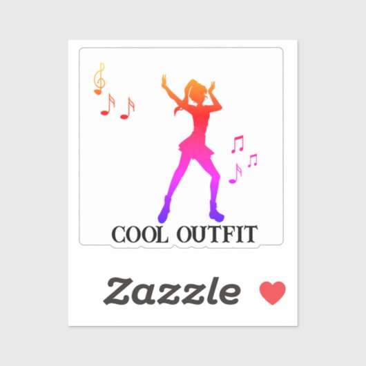 Cute Girl Dancing withe note music-k-pop Sticker (Vel)