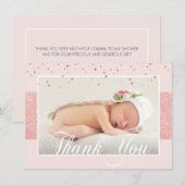 Cute Girl DANK JE Pink Rose Glitter | FOTO Aankondiging (Voorkant / Achterkant)