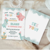 Cute Girl Dinosaur Anniversaire Fête Invitation