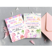Cute Girl Dinosaur Anniversaire Fête Invitation