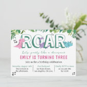 Cute Girl Dinosaur Invitation Anniversaire (Debout devant)