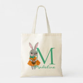 Cute Girl Easter Bunny Initial and Name Tote Bag (Dos)