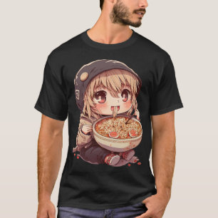 Cute Girl Eating Ramen Noodles Kawaii Anime Kinder T-shirt