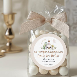 Cute Girl Eerste Heilige Communie Cadeaus en Favor Ronde Sticker