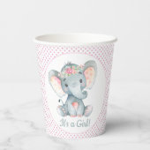 Cute Girl Elephant Baby shower Cups Papieren Bekers (Achterkant)
