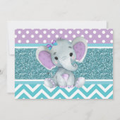Cute Girl Elephant Invitation pour Baby shower Tur (Dos)