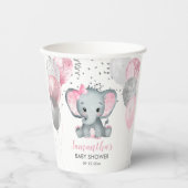 Cute Girl Elephant Pink Balloons Baby shower Papieren Bekers (Voorkant)