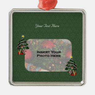 Cute Girl Elf Tree Holiday Photo Ornament