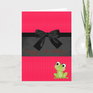 Cute Girl Frog Sur Pois rouges, Carte Anniversaire