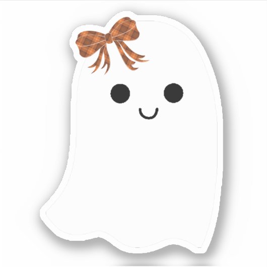 Cute Girl Ghost met Pset Bow Halloween Sticker (Voorkant)