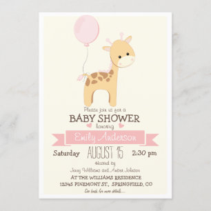 Cute Girl Giraffe, Oerwoud Zoo Animal Baby shower Kaart