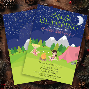 Cute Girl Glamping Anniversaire Fête Invitation