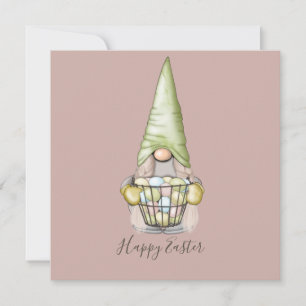 Cute Girl Gnome with Eggs Easter Flat Kaart