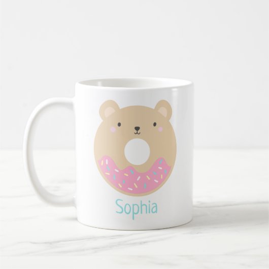 Cute Girl Kawaii Oear Donut Name Mug (Gauche)