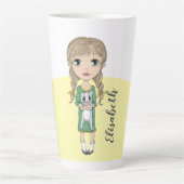 Cute Girl met Cat Personalized Tall Latte Mok (Voorkant)