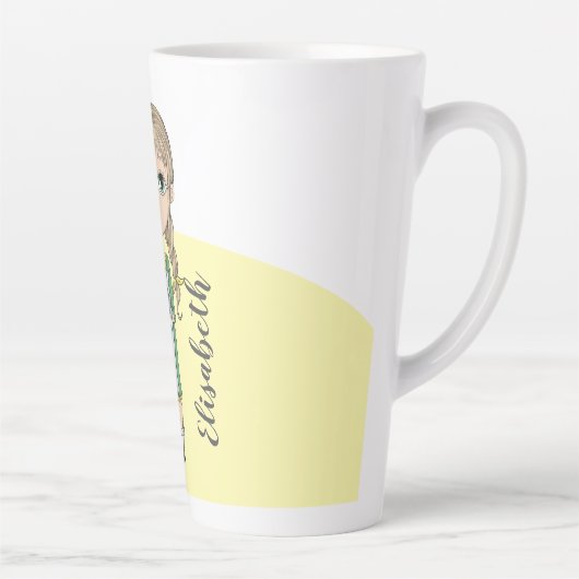 Cute Girl met Cat Personalized Tall Latte Mok (Rechts)