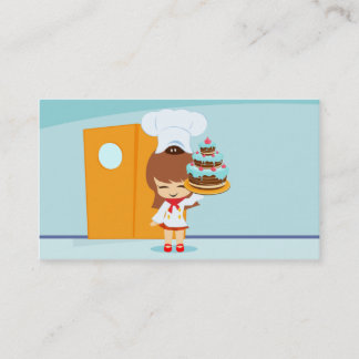 Cute Girl met chocolade Cake Visitekaartje