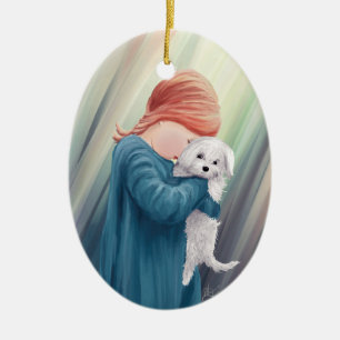 Cute Girl met Dog Keramisch Ornament