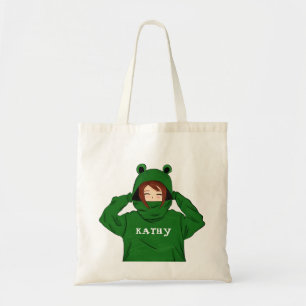 Cute Girl met Green Frog Hoody Drawing Tote Bag