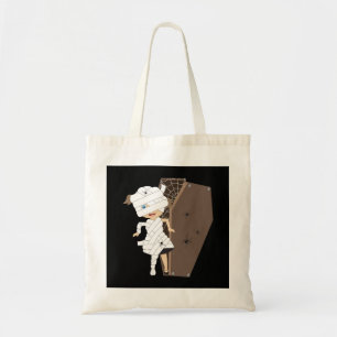 Cute Girl Mummy Coffin Halloween Design Tote Bag