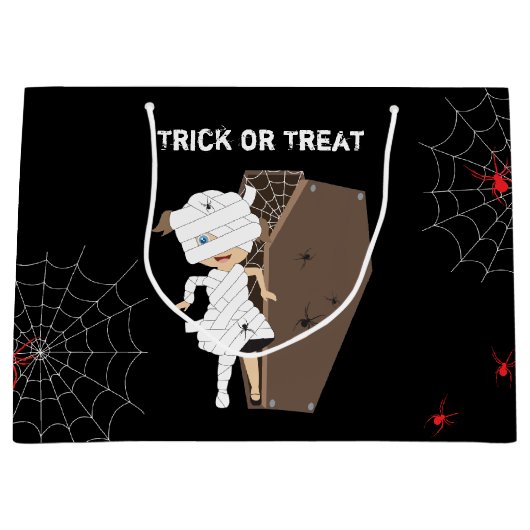 Cute Girl Mummy Coffin Halloween Groot Cadeauzakje (Voorkant)