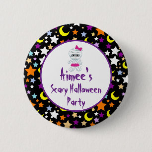 Cute Girl Mummy Halloween Party Ronde Button 5,7 Cm