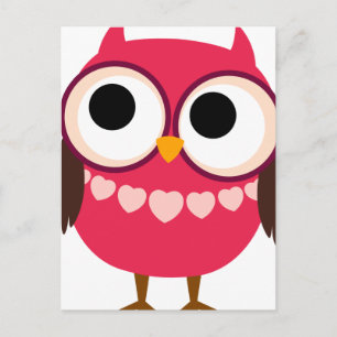 Cute Girl Owl met hart Ketting Briefkaart