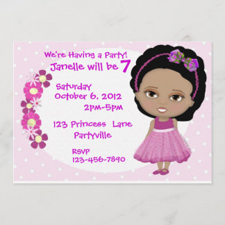 Cute Girl Party Invite Kaart